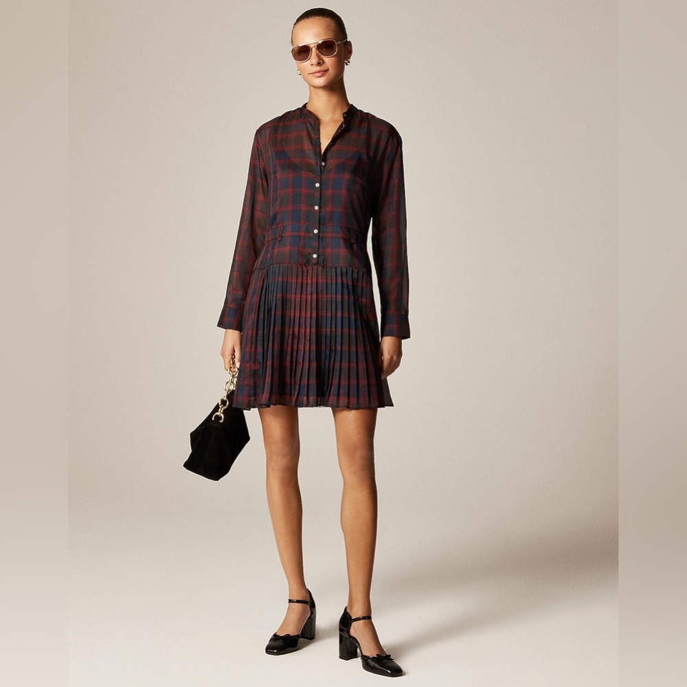 J. Crew Tartan Plaid Mini Shirt Dress